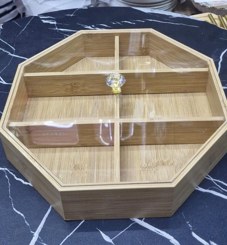 Luxury 6-Section Octagon Bamboo Storage Tray image