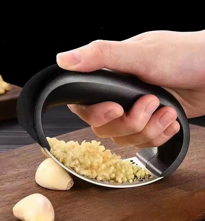 Stainless Steel Garlic Press Rocker Ergonomic Manual Garlic Crusher and Ginger Mincer Kitchen Tool for Easy Cooking image
