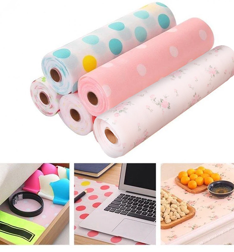 Waterproof Kitchen Cabinet Liner Roll Anti-Slip Drawer Shelf Mat 30x500cm for Home Wardrobe Protection image