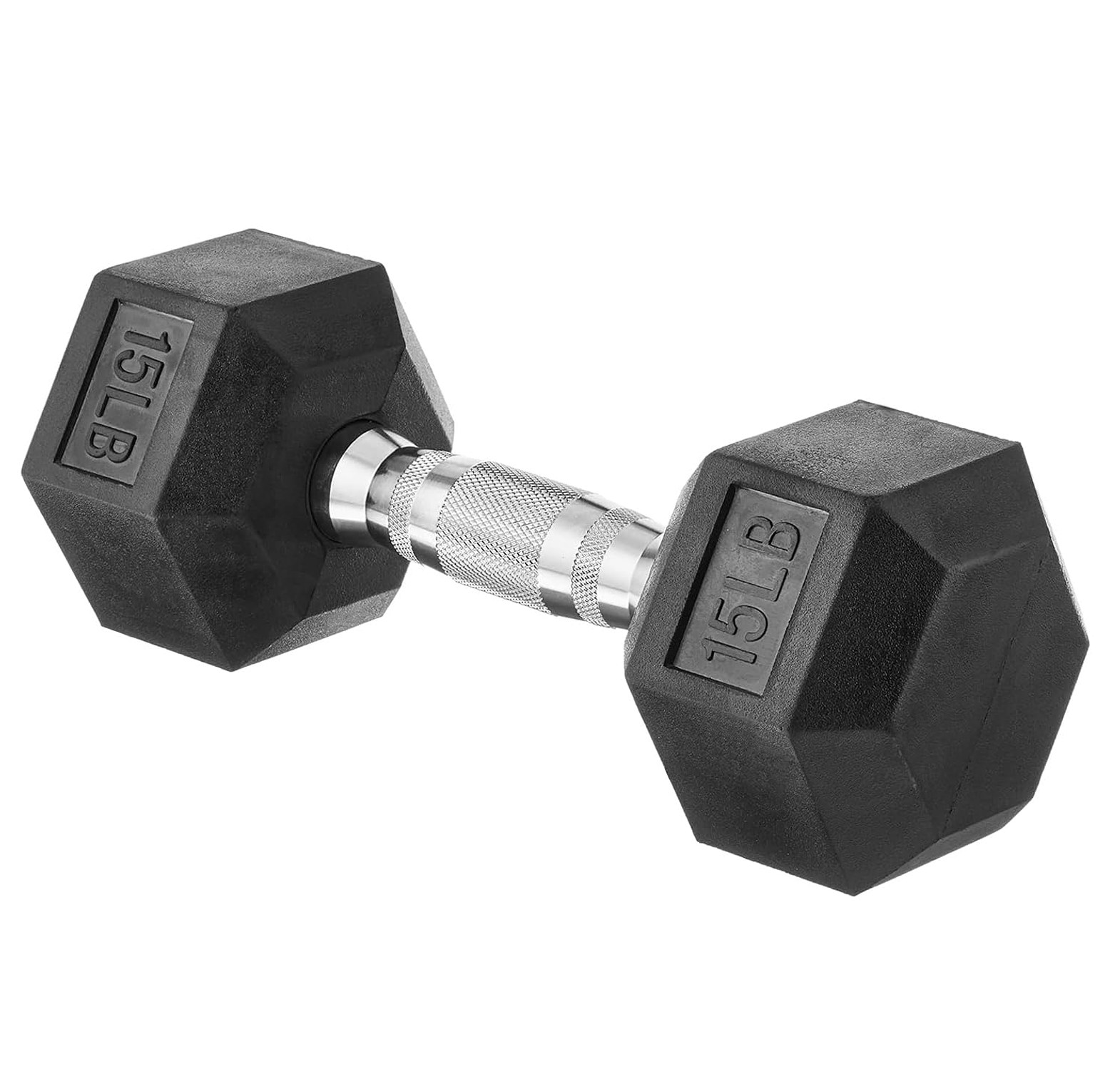 Amazon Basics 15lb Rubber Hex Dumbbell with Cast Iron Core image