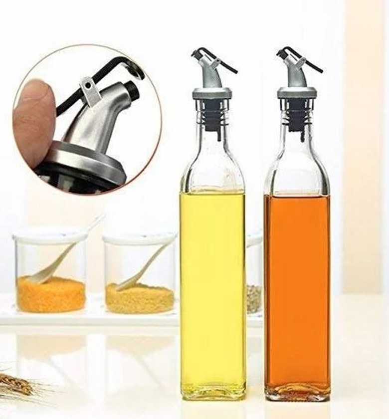 2in1 Glass Oil Dispenser Pack of 2 (580ml) Leak-Proof Cooking Oil Pourer Bottle for Kitchen Organization - Nairobi, Kenya image