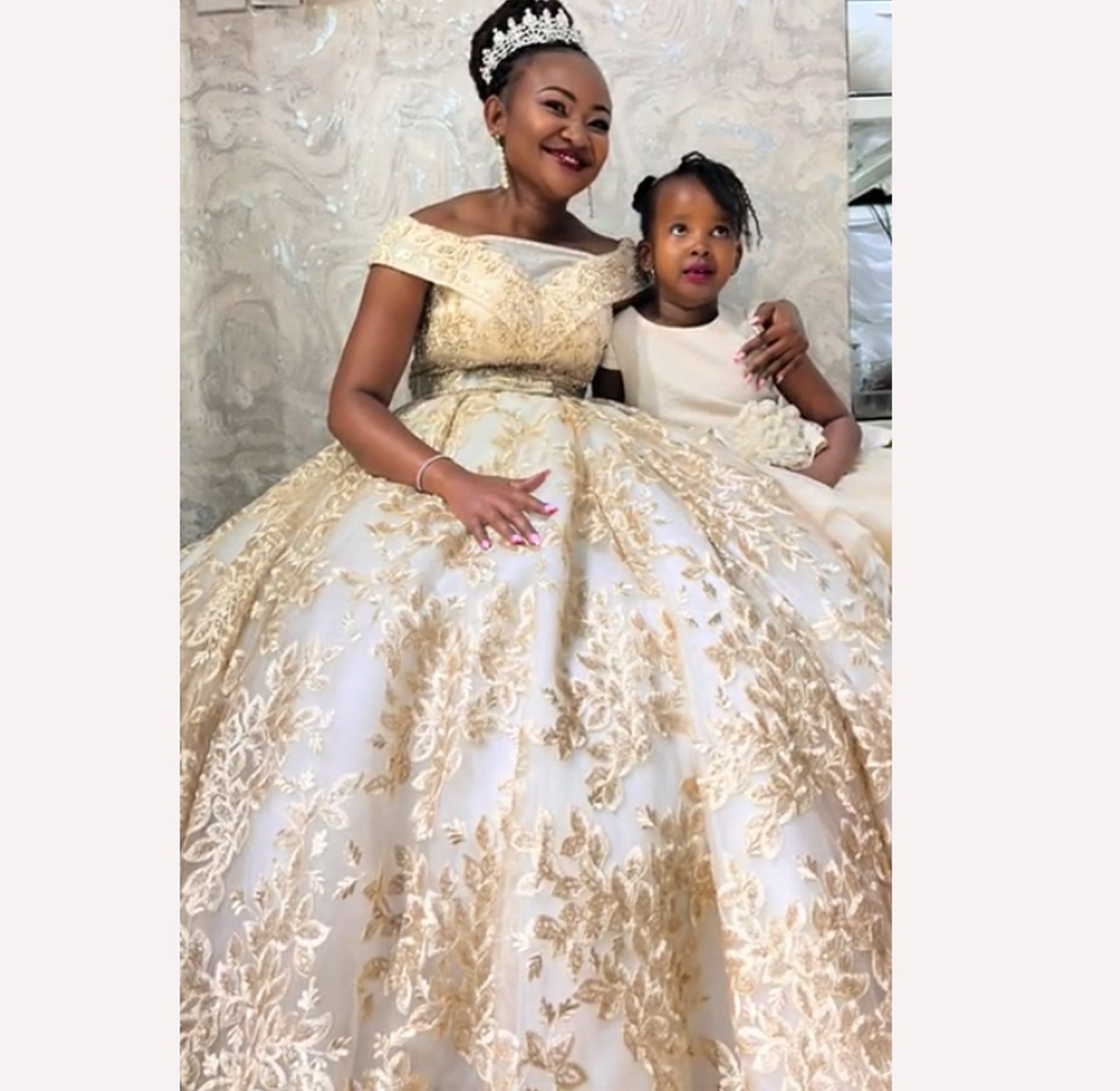 The Aurora Gold Embroidered Off-Shoulder Ballgown - FOR HIRE image