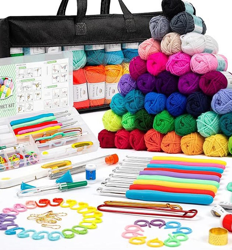 113pcs Complete Crochet Kit with 40 Yarn Set & 73 image