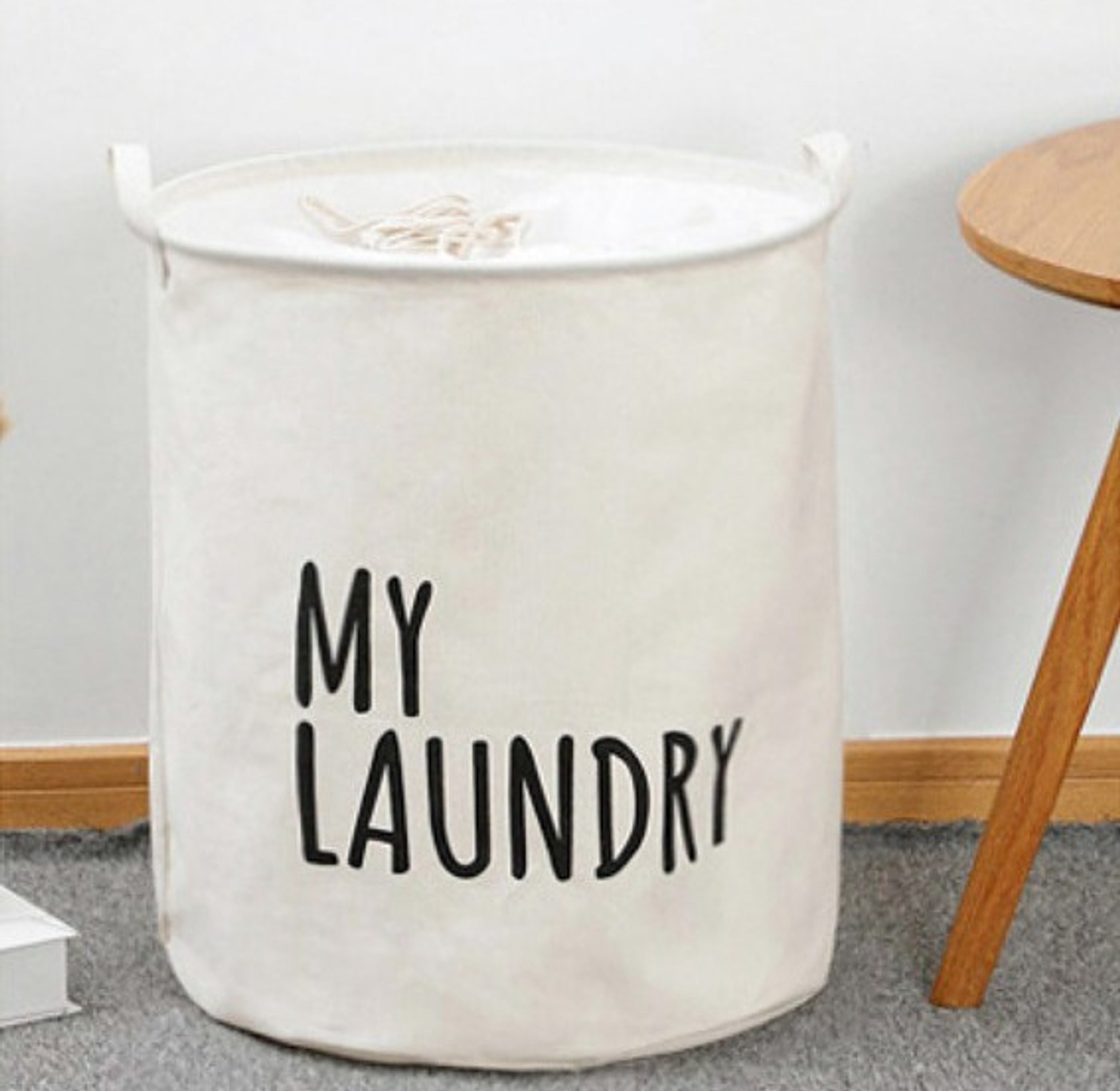 Foldable Canvas Laundry Basket Organizer with Drawstring Closure & Handles – Heavy Duty Home Storage Bucket image