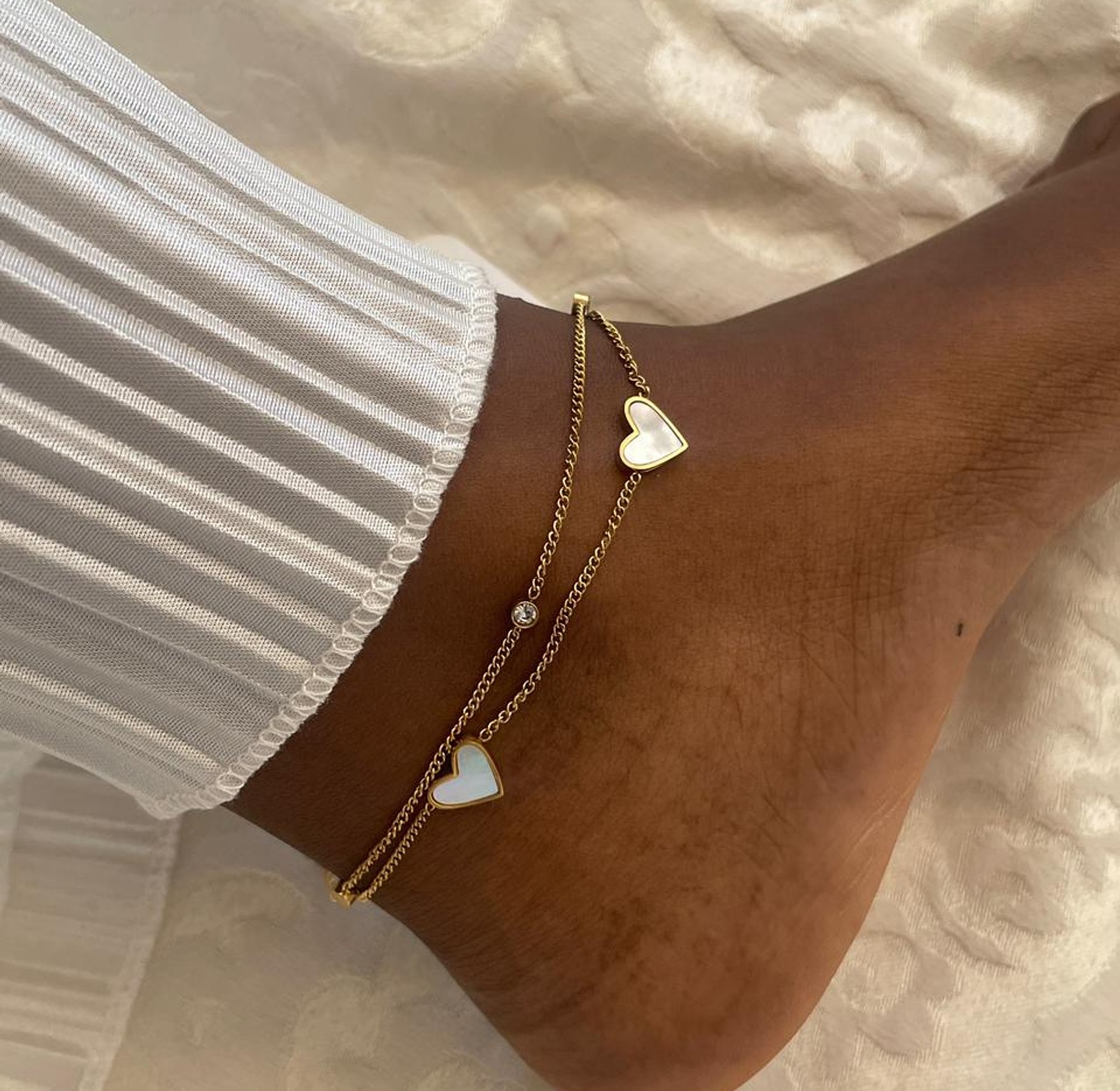 Pearlescent Love Layered Anklet image