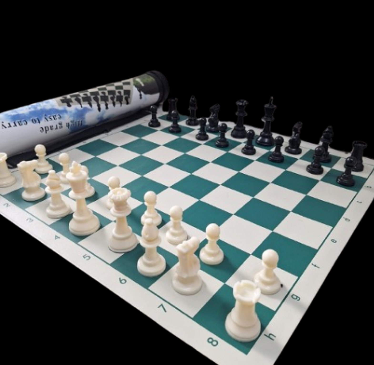 Portable Tournament Chess Board Game Mat size 50cm by 50cm + FREE Carrier Bag and a free chess watch   image