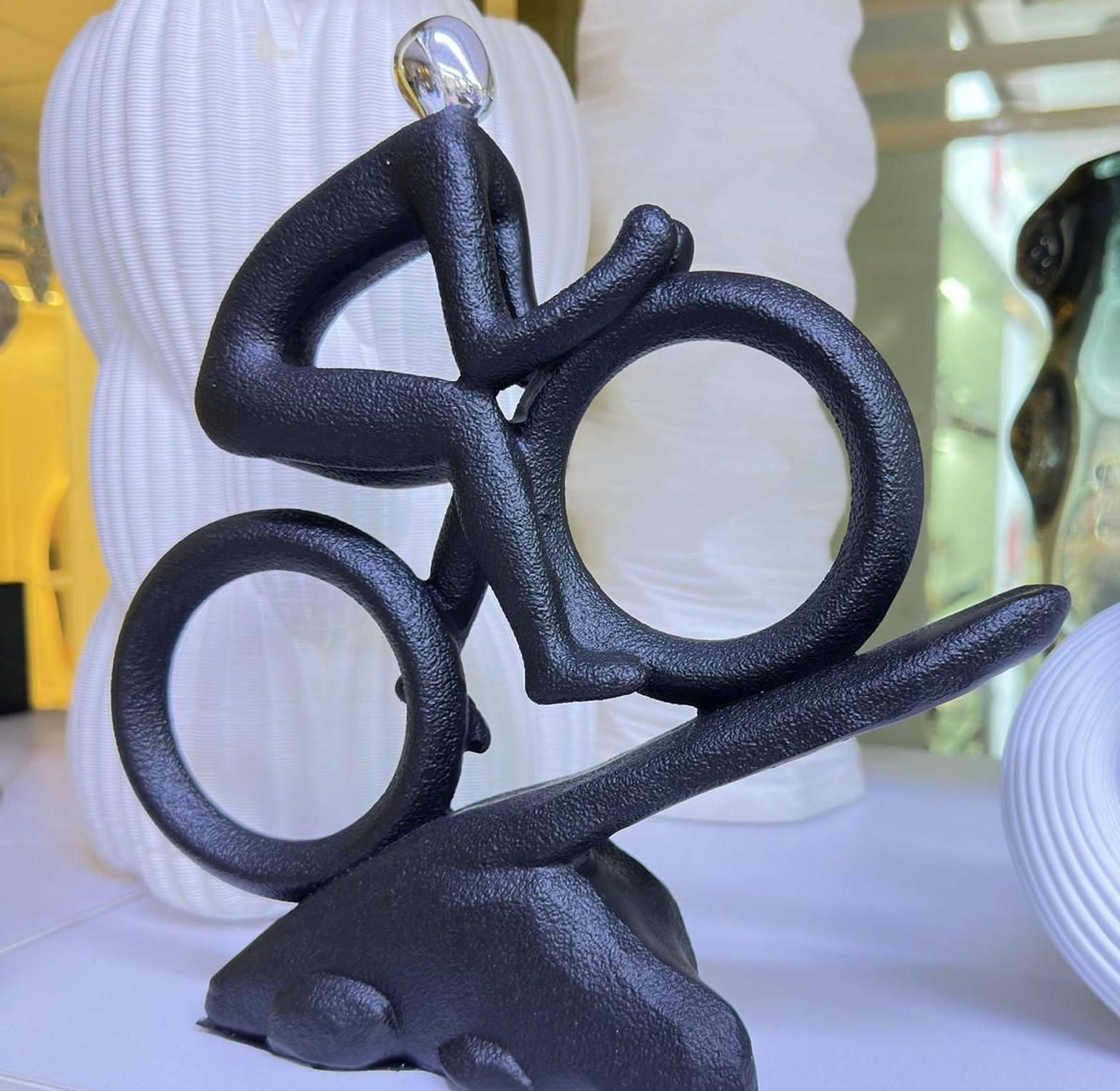 Uphill Bicycle Ceramic Sculpture Décor Piece image