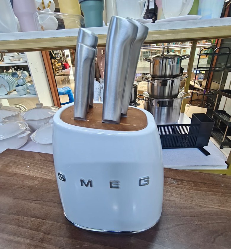 SMEG Knife Set – Premium Stainless Steel 6-Piece Kitchen Knife Set with Metal Block image