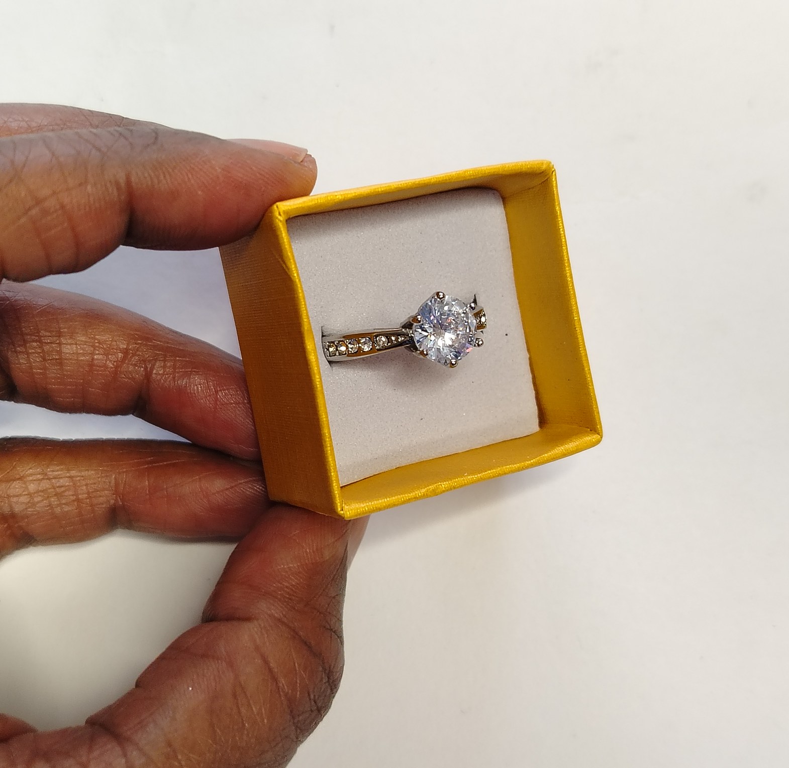 Stainless steel zirconia diamond hypoallergenic engagement ring  image