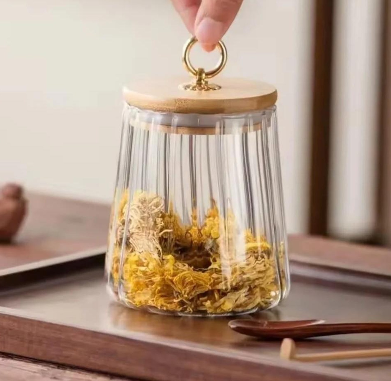 Glass Storage Jar with bamboo Lid image