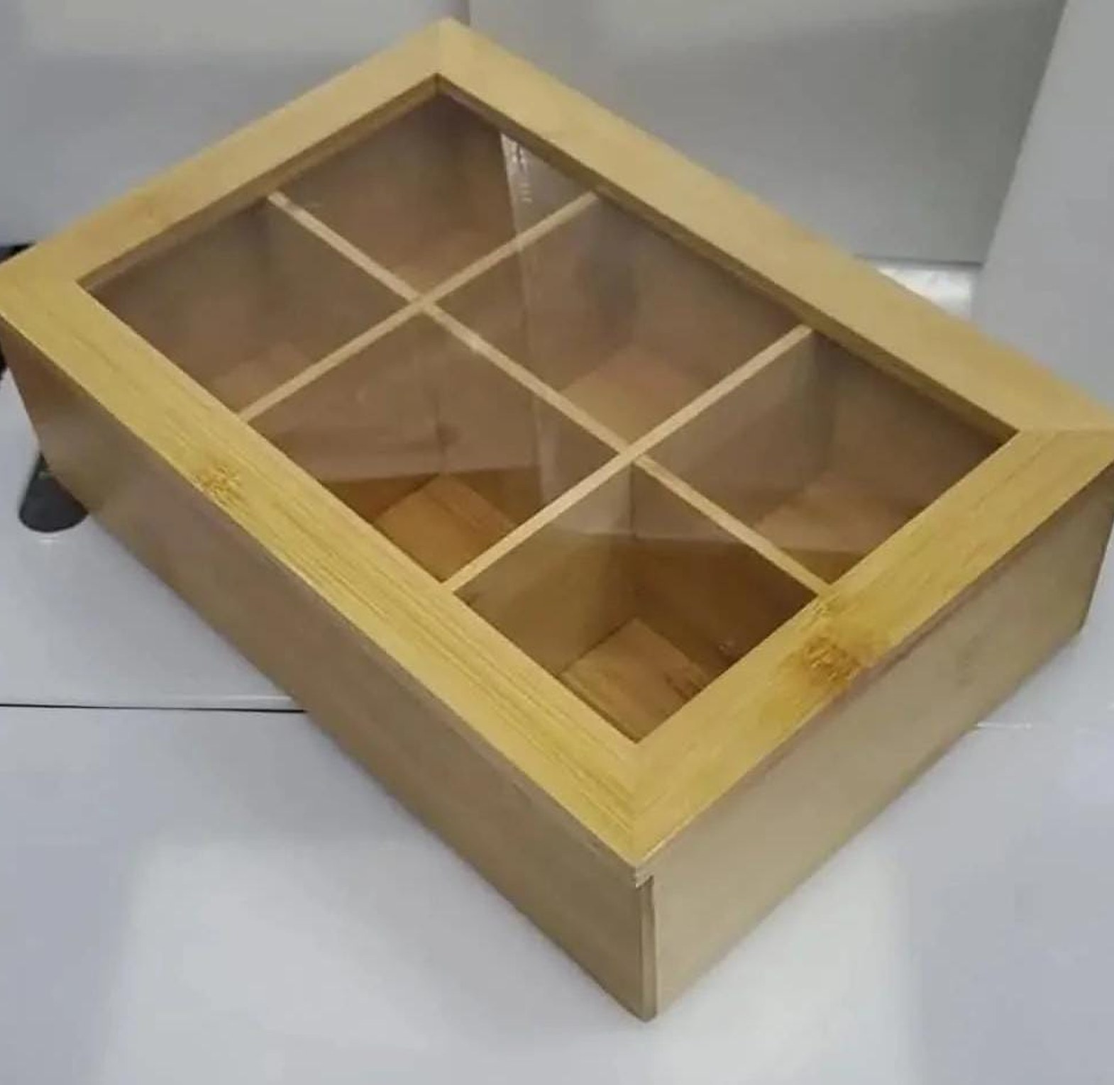 6 slot bamboo teabag organizer image