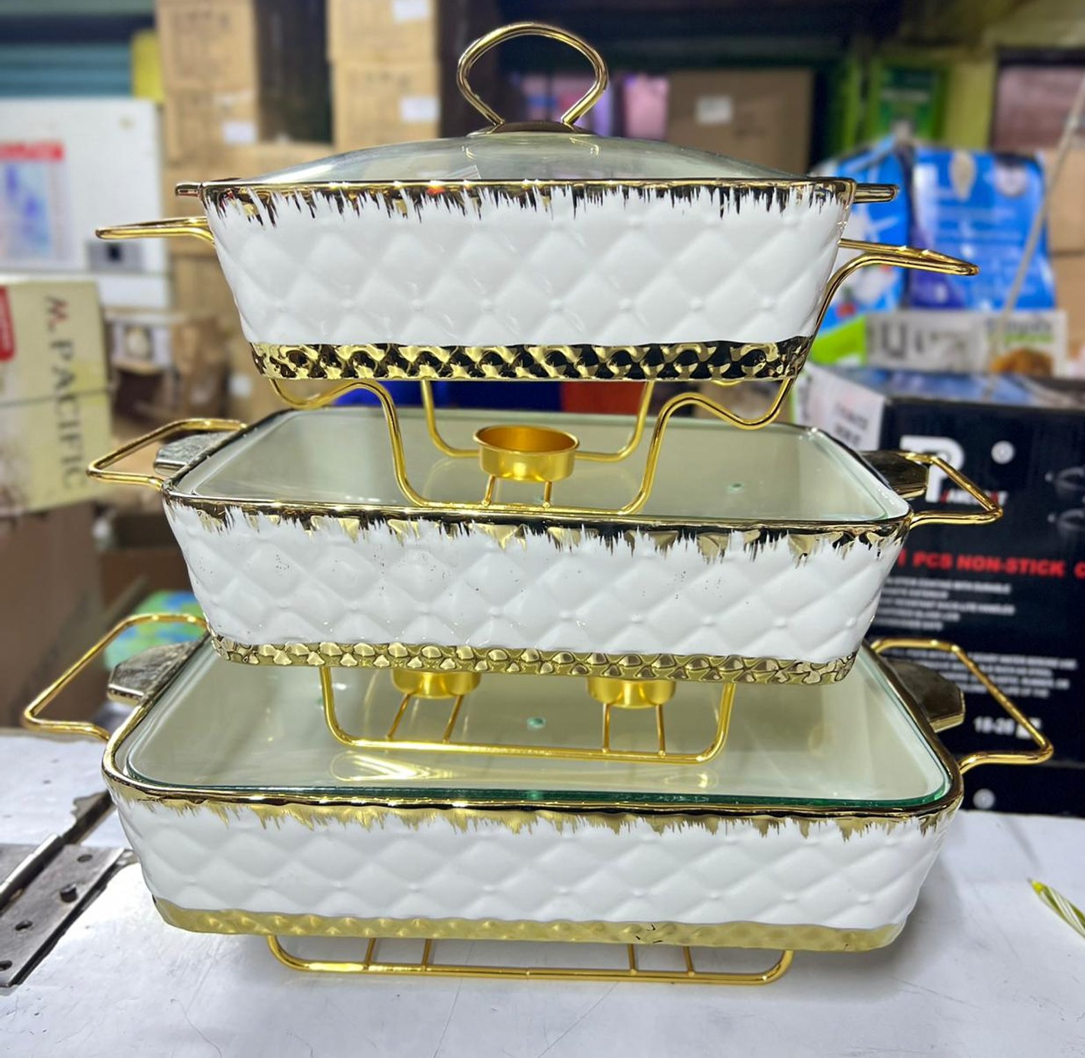 Chaffing Dishes. 3 pcs ceramic chaffing dishes  image