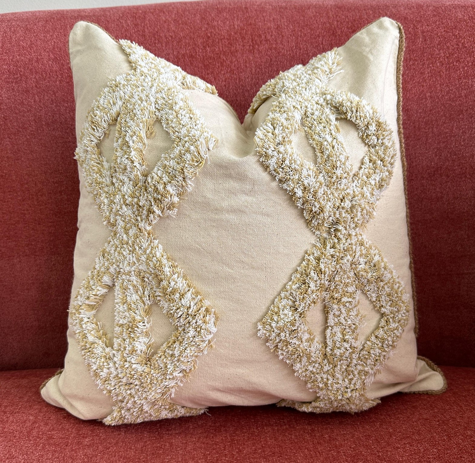 Luxe boho tufted cushion cover in beige🌸 image