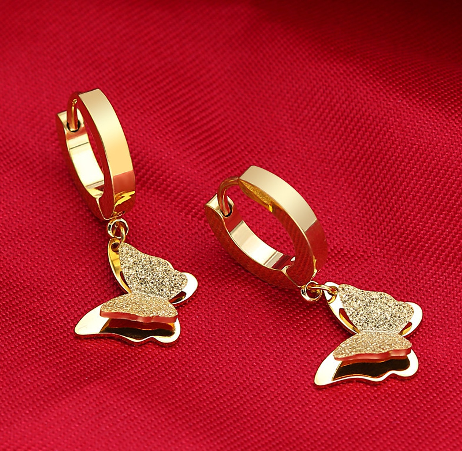 Small Hoop Butterfly Earrings  image