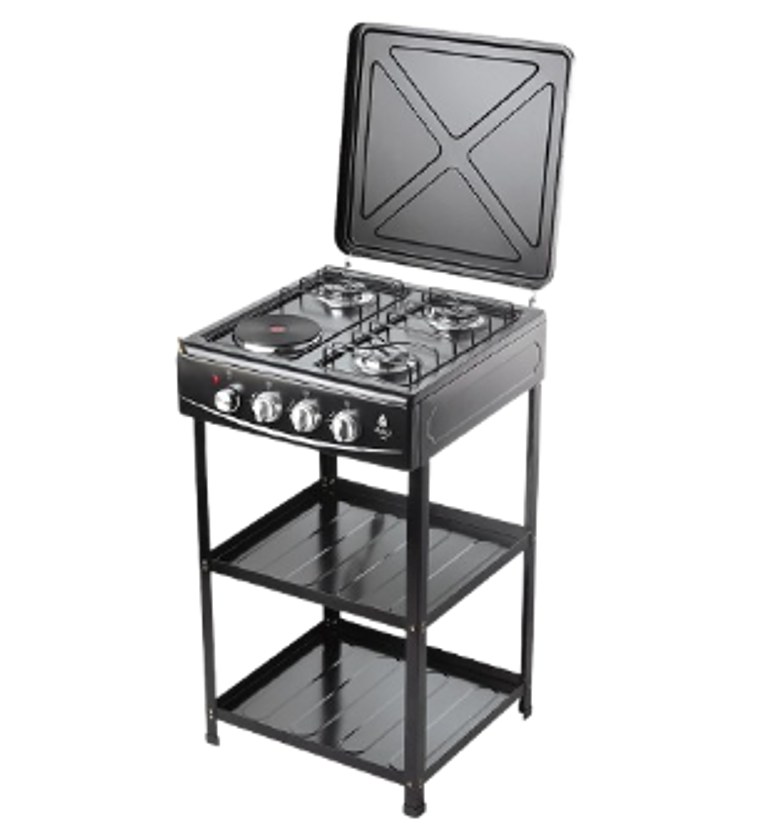 COOKER. Nunix Cooker 3 Gas +1 Electric Plate standing Cooker Plus Shelves image