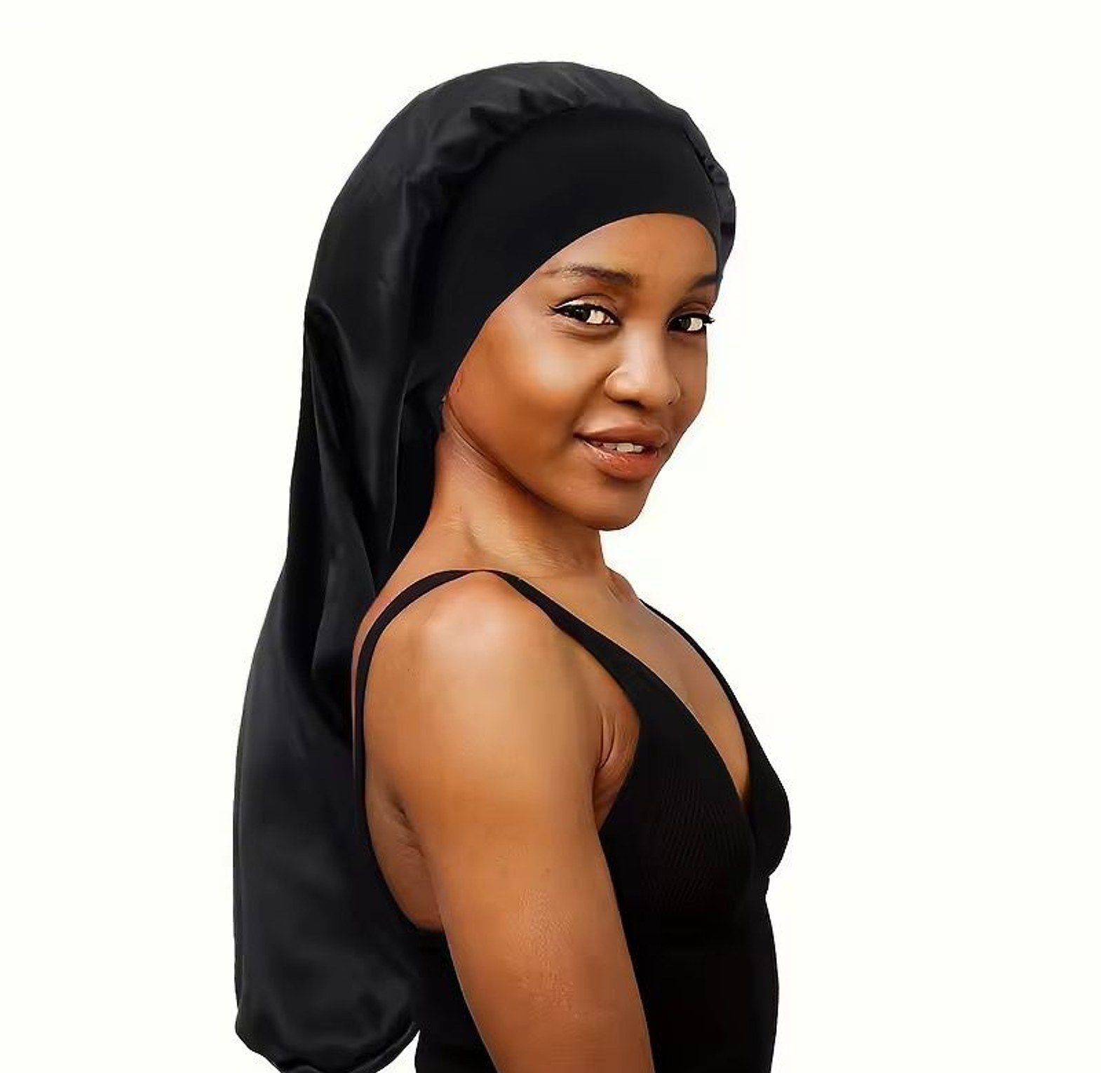Premium Long Satin Bonnet for Braids Locs and Weaves - Anti-Frizz Silk Sleeping Night Cap image