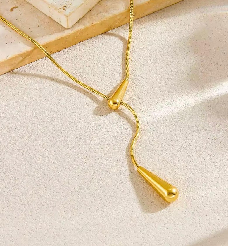 Aurelia Golden Droplet Lariat Necklace image