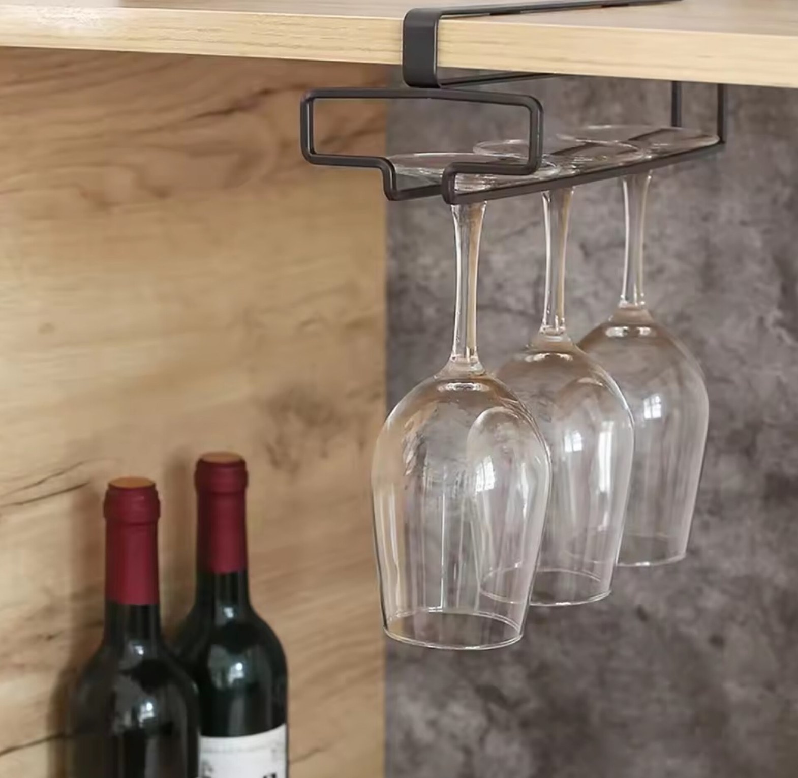 Wine Glass Holder Under Cabinet Kitchen Stemware Rack image