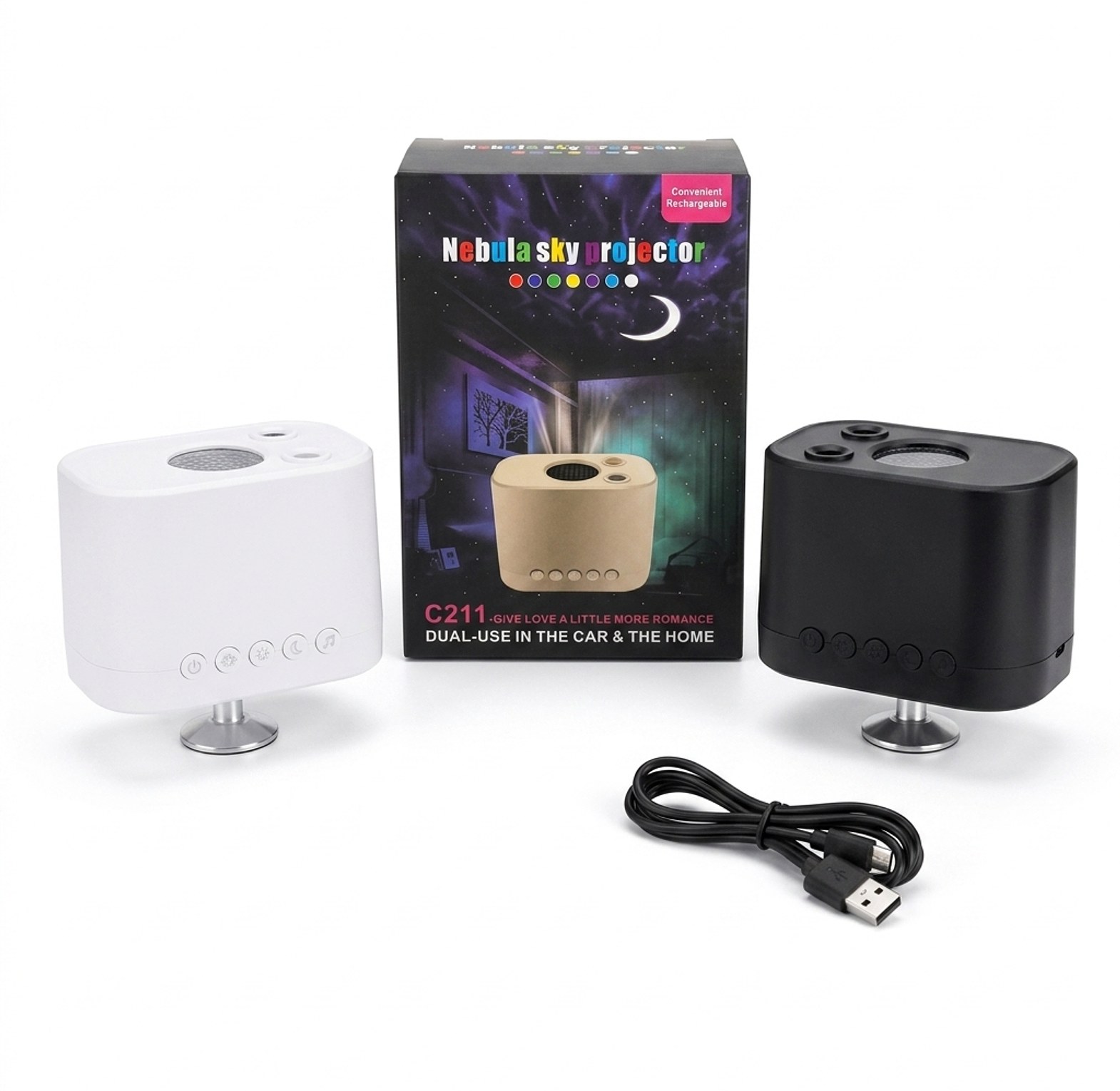 LED Galaxy Projector Starry Night Light with Moon & Nebula Clouds for Bedroom Ambiance image