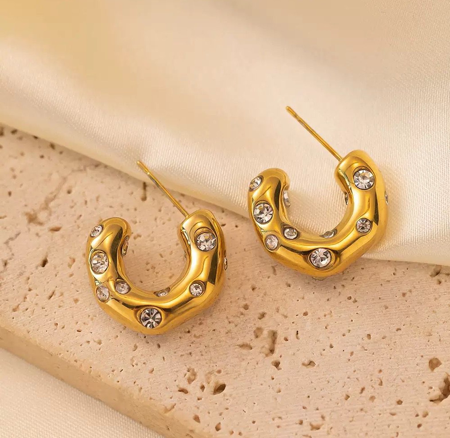 Cosmic Cubic Zirconia and Pearl Hoop Earrings image