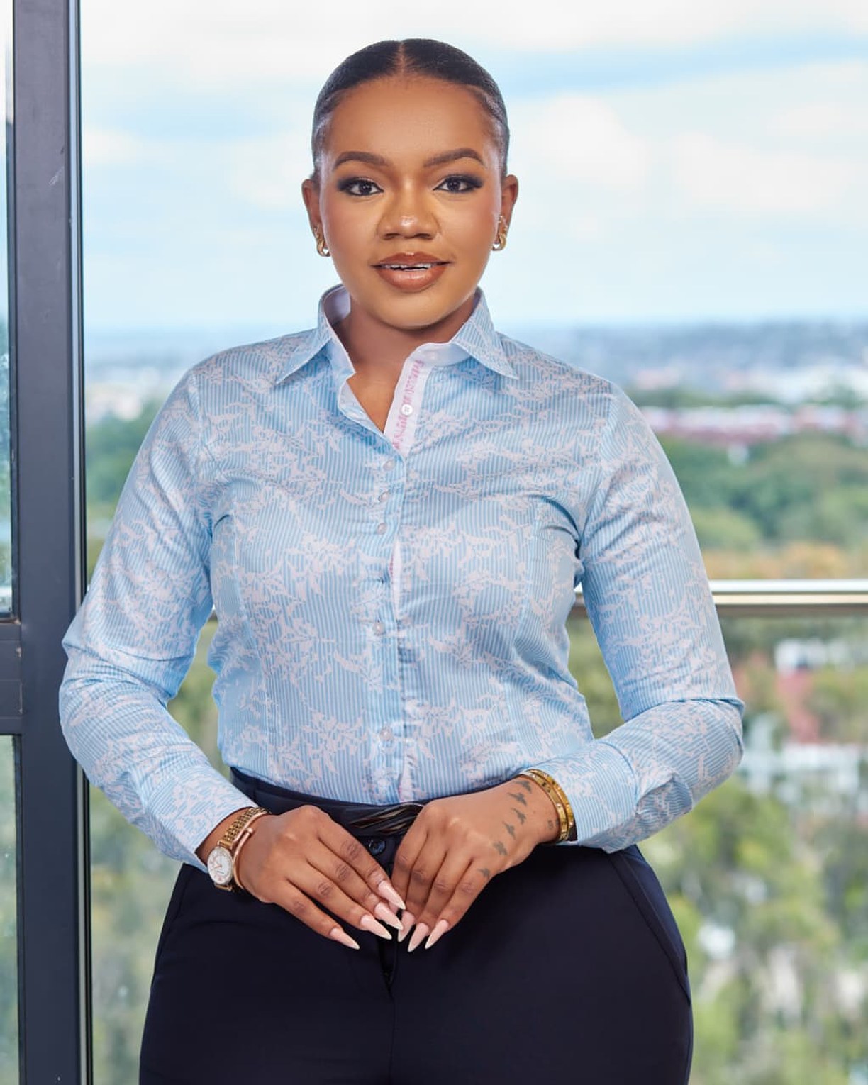 Floral Blue Women’s Cotton ELEGANT Shirt image