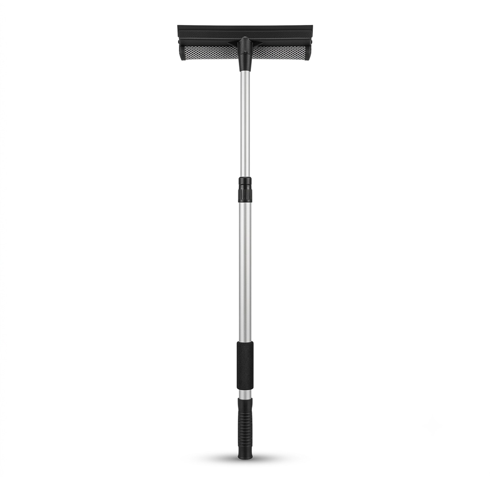 2-in-1 Extendable Window Cleaner Squeegee with Long Aluminum Handle and Mesh Scrubber for High Windows, Home & Car Glass image