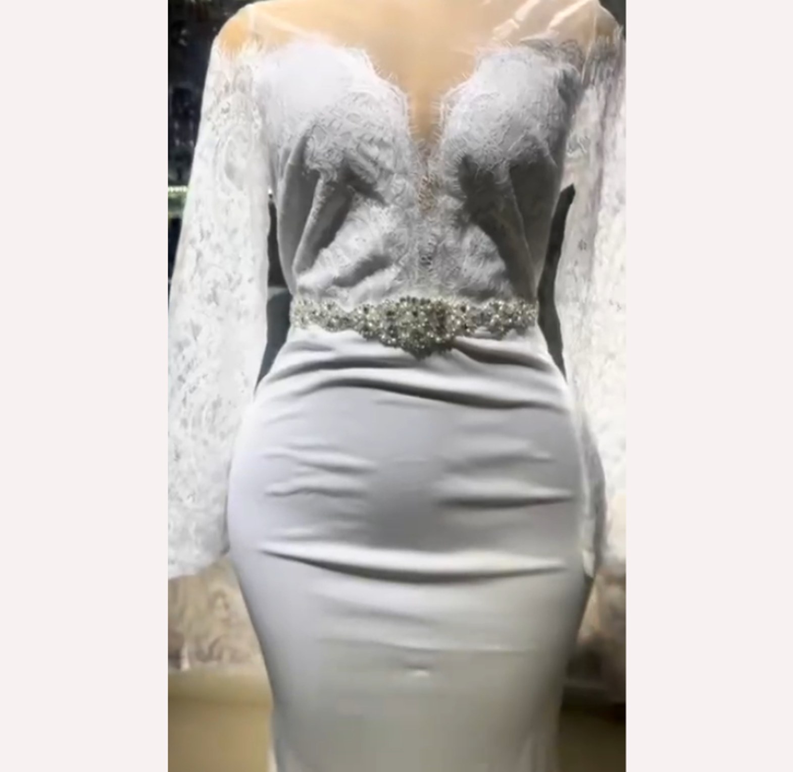Sleek Grace Lace Sleeve Bridal Gown image