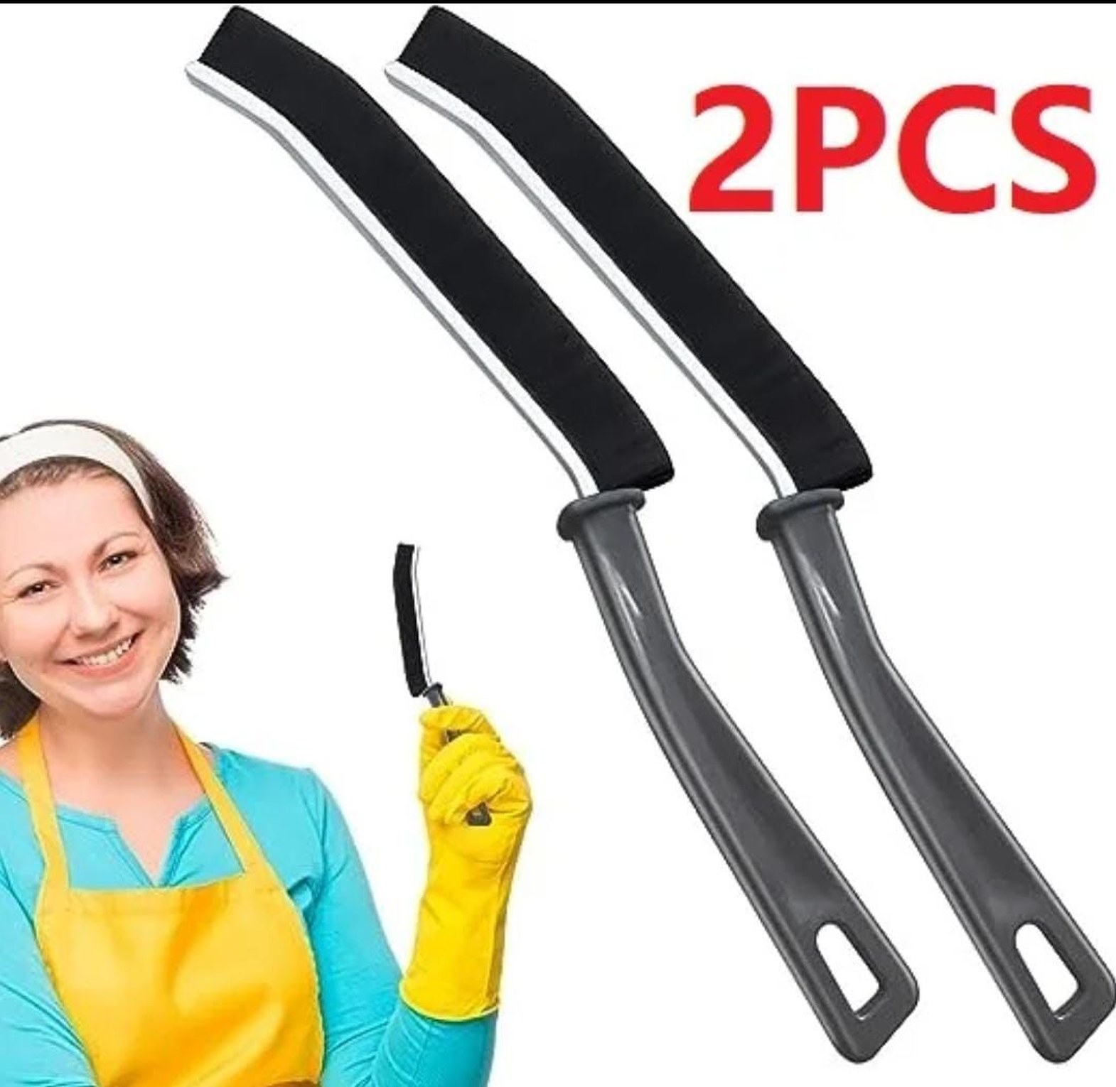 2pcs hard bristle crevice cleaning brush   Black image