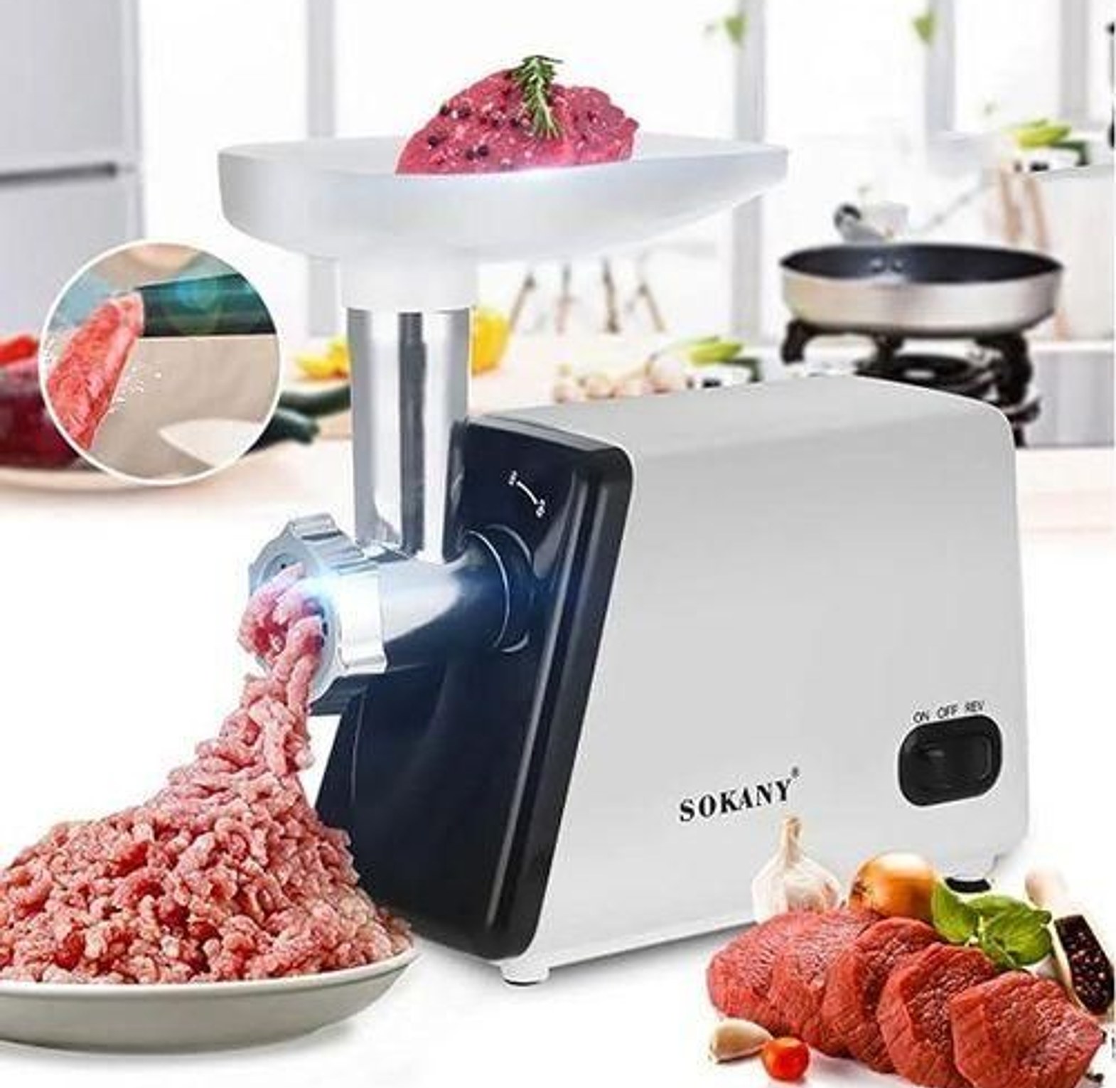 Sokany Multifunctional/ Commercial Electric Meat Mincer / Grinder stainless steel - 2500watts image
