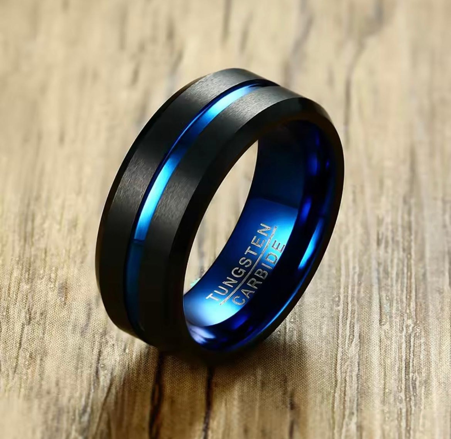 Zenith Black & Blue Tungsten Ring image