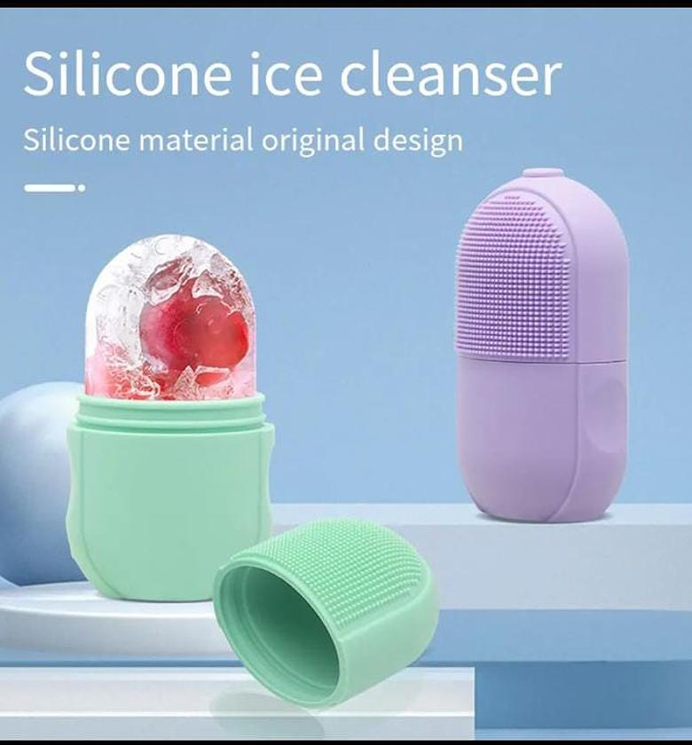 Silicone Facial Cleansing Ice Roller Tray & 2-in-1 Face Massager Mold image