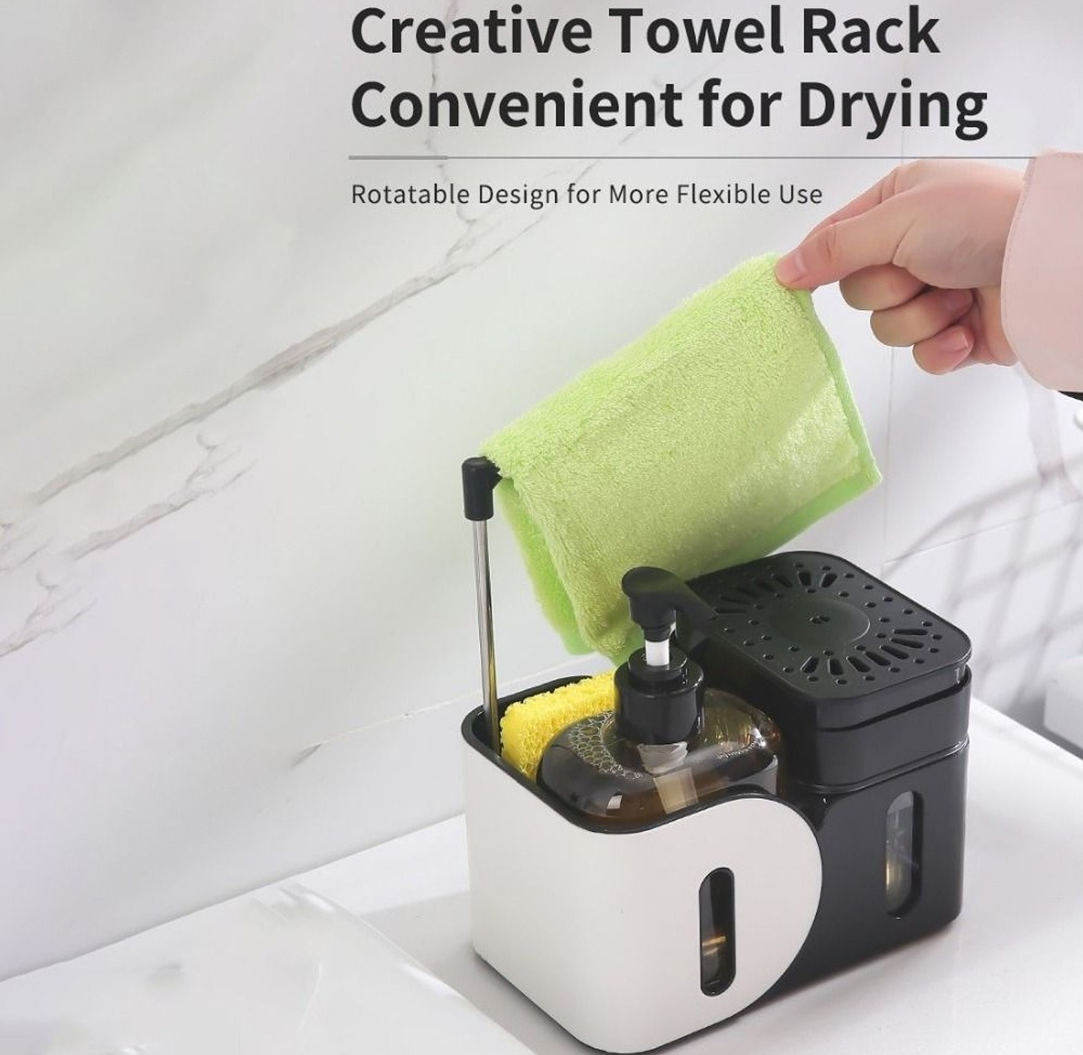 3-in-1 Kitchen Sink Organizer & Soap Dispenser, Premium Space-Saving Caddy image