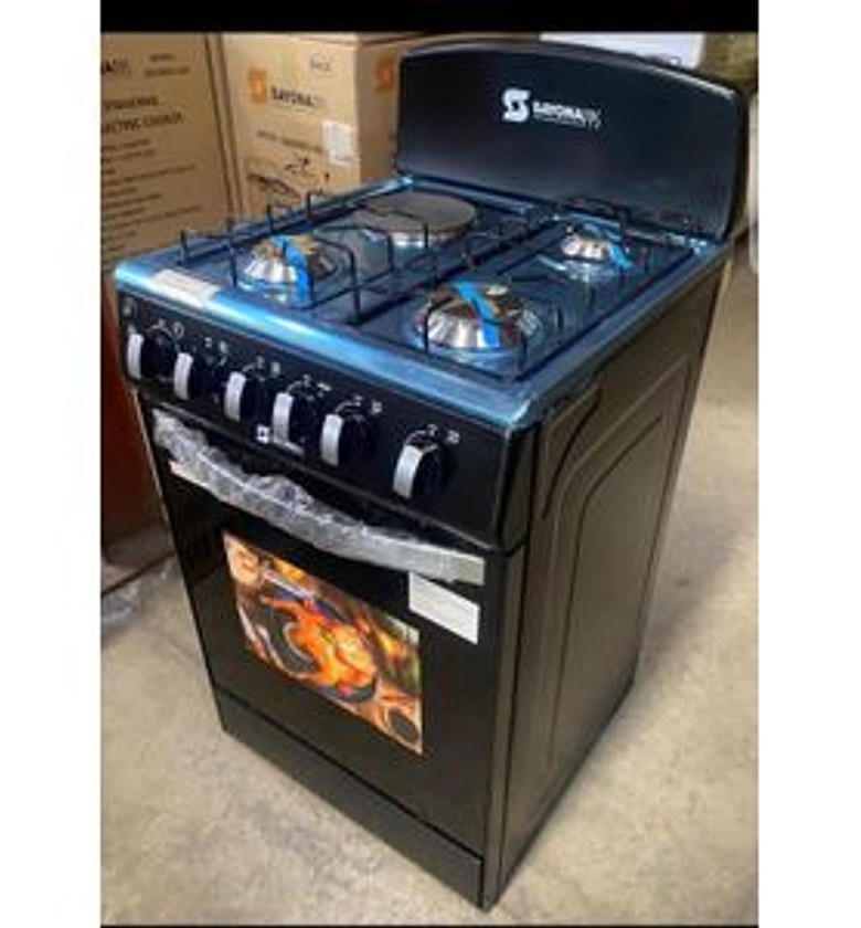 Sayona Black 3gas+1 Electric Plate Standing Cooker With Gas Oven image