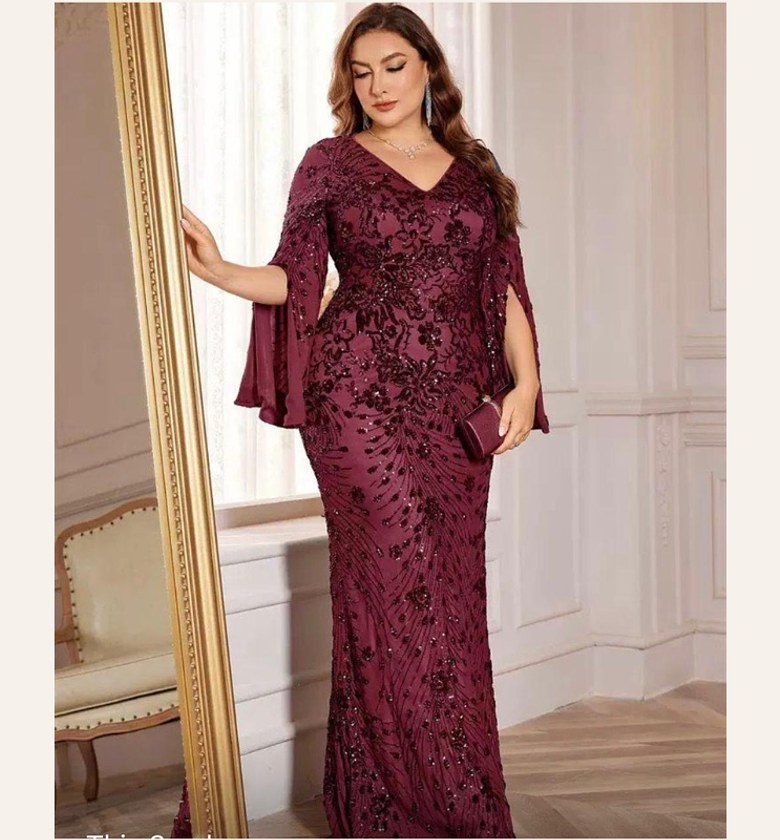 Monarch Sleeve Sequin Evening Gown image