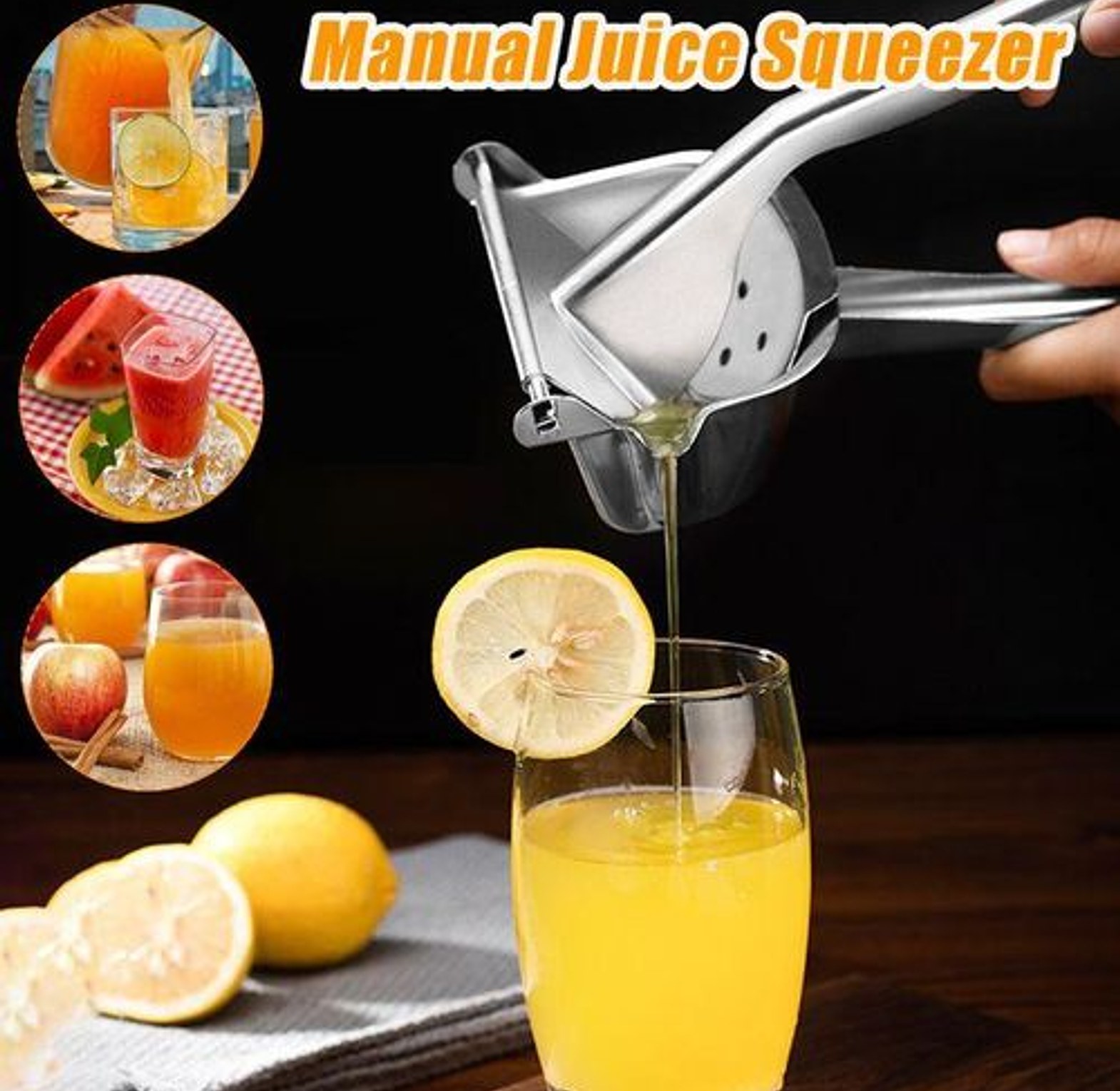 Juicer. Stainless Steel Manual Fruit Juicer Crusher Squeezer Hand Press Lemon Orange image