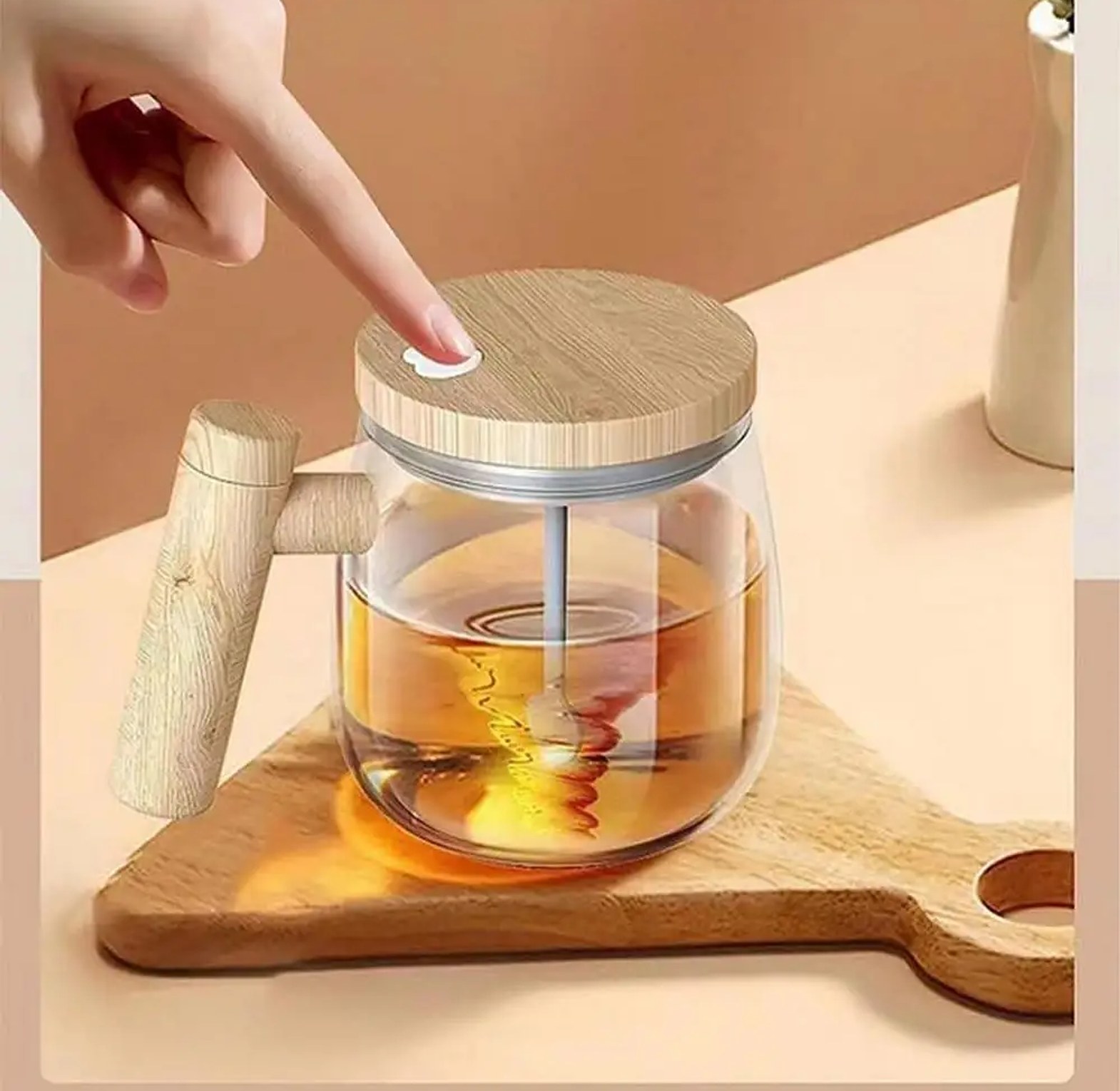 Automatic Electric Self Stirring Glass Mug Rechargeable Coffee Mixing Cup – Premium Lazy Blender Cup for Home & Office image