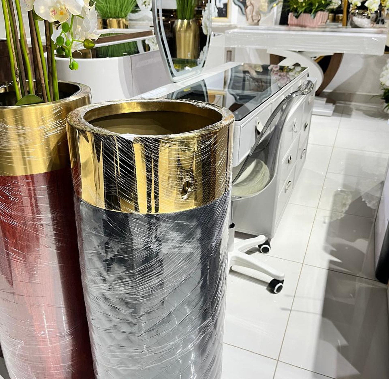 Large Stainless Steel Floor Vase image