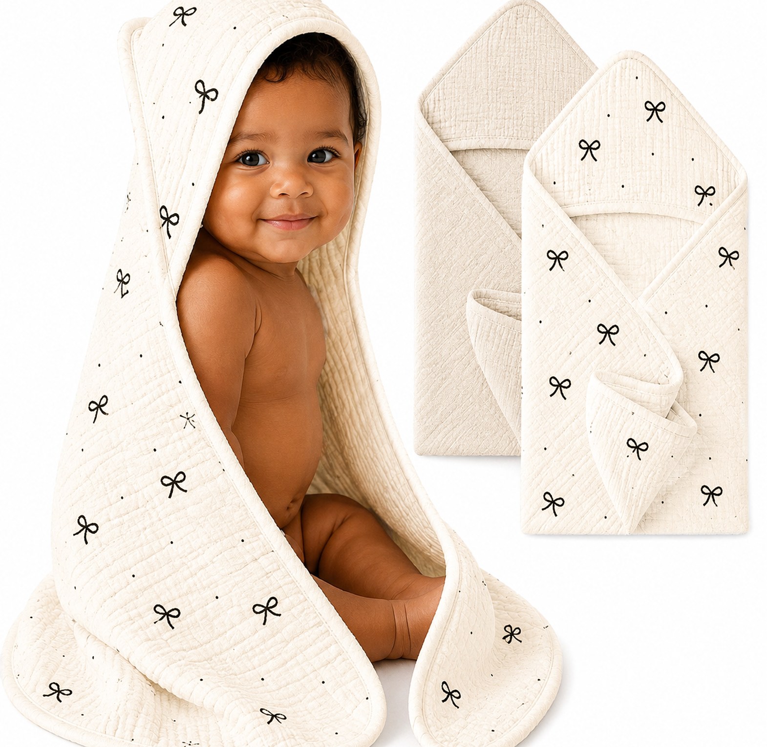 Premium Muslin Cotton Hooded Baby Towel image