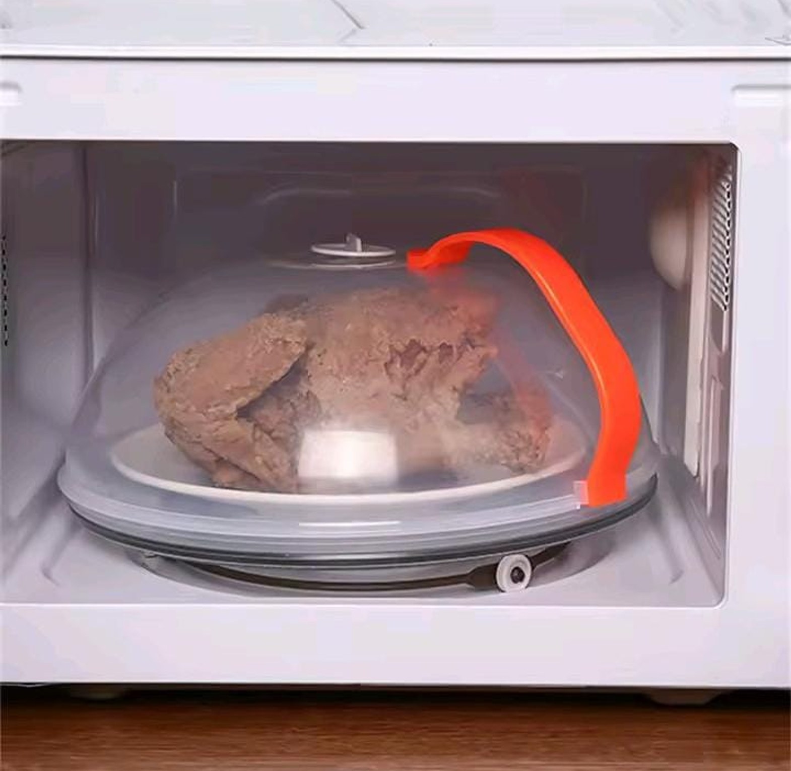 Universal Microwave Plate Cover with Handle & Steam Vent - Heat Resistant Anti-Splatter Food Guard for Microwaves & Dining Tables image