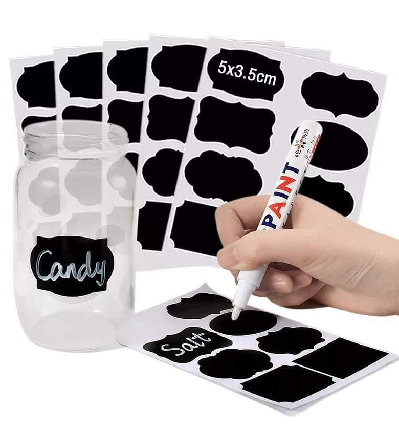 Pantry Label Stickers – Black Round Write & Erase Organizing Labels (80pcs Set) image