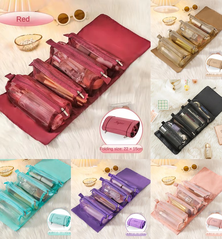4 In 1 Folding Cosmetic Bag, Makeup Bag And Organizer image