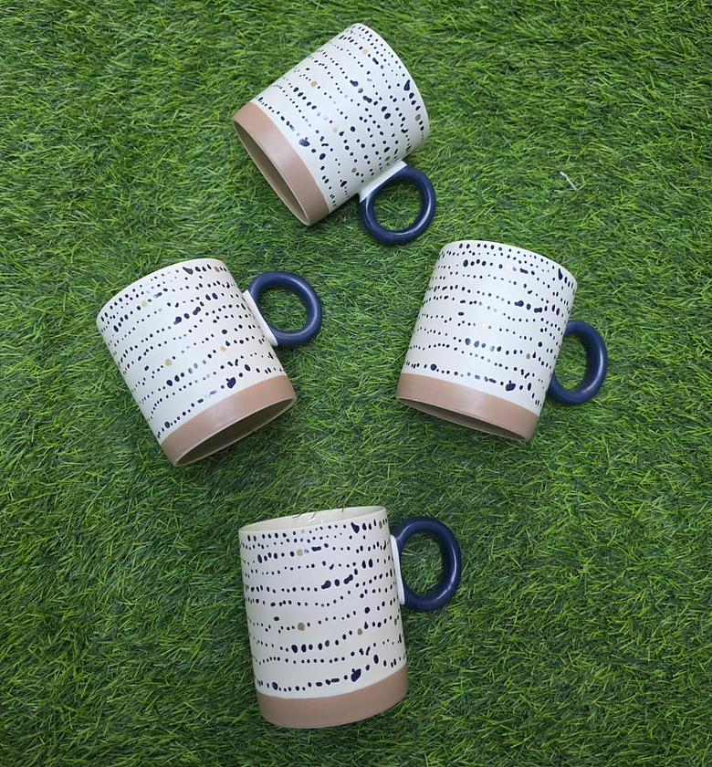 Nordic Hand-Printed Porcelain Mug – 400ml Retro Luxury Coffee Cup image
