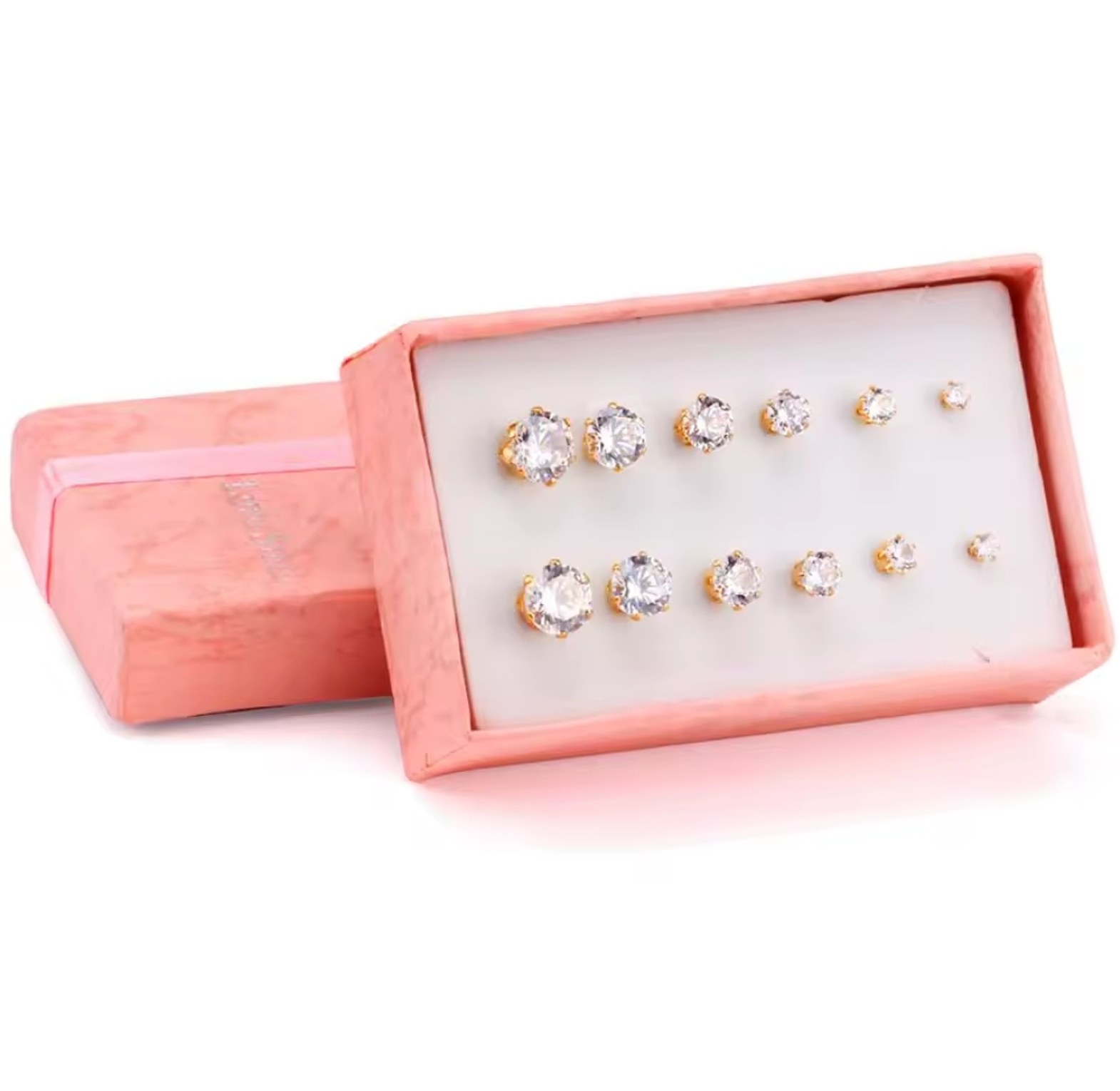6 pairs of Small stainless steel, zirconia and studs. image