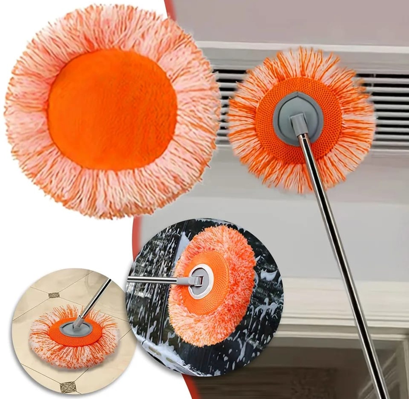 Chenille Telescopic Ceiling Cleaning Mop – 360° Rotating Multi-Surface Cleaner image