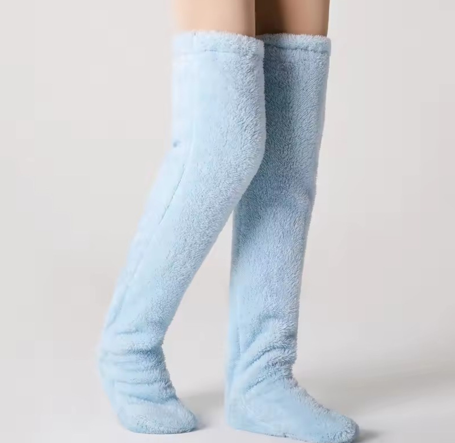 Fluffy Leg Warmers Over Knee Fuzzy Thigh High Warm Plush Stockings for Women (1 Pair) – Cozy Fleece Lounge Long Socks with Foot Opening image