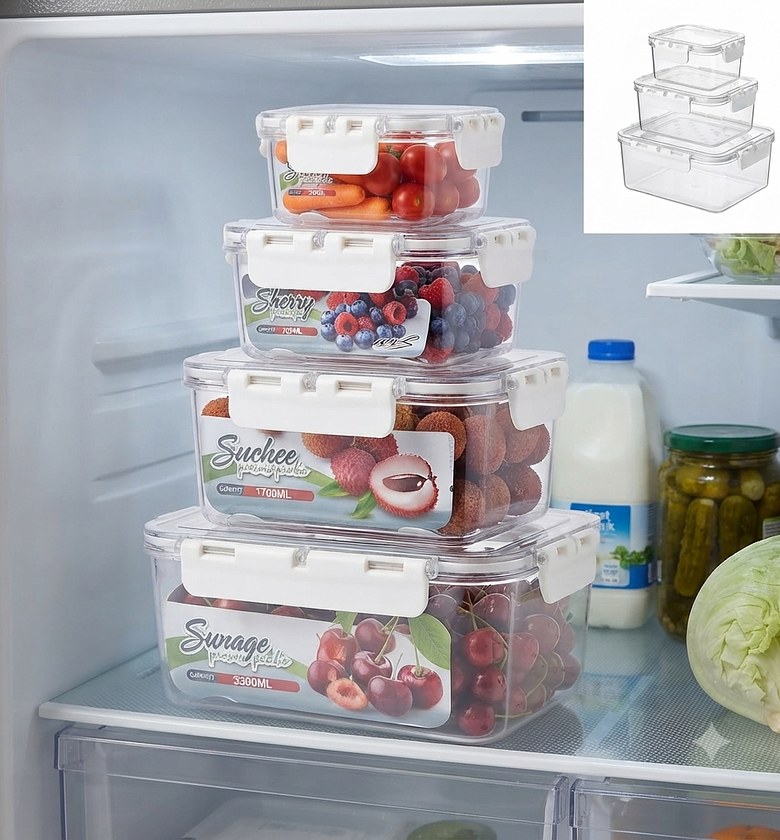 4-Piece Airtight Food Storage Container Set – Durable Stackable Kitchen Organizers image