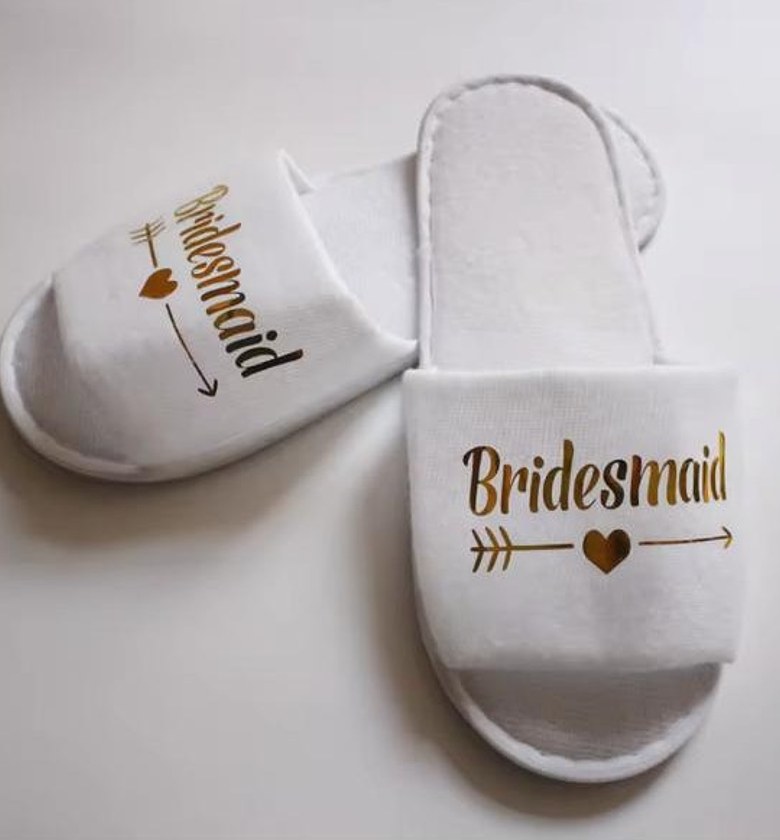 Personalized Gilded Wedding Party Slippers image