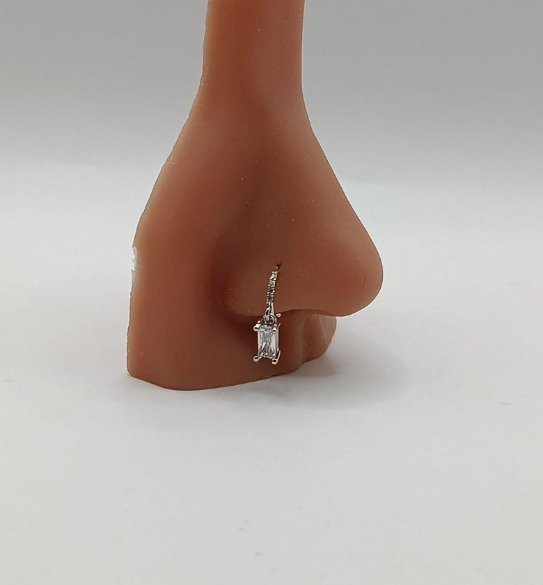 Crystal Cut dangling nose ring/ helix hoop  image