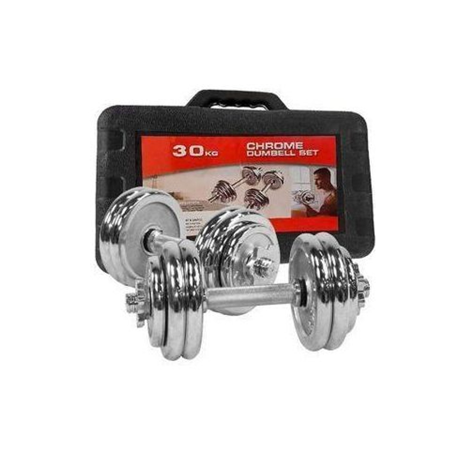 30kg Dumbell. Chrome ADJUSTABLE DUMBELL SET WITH CASE image