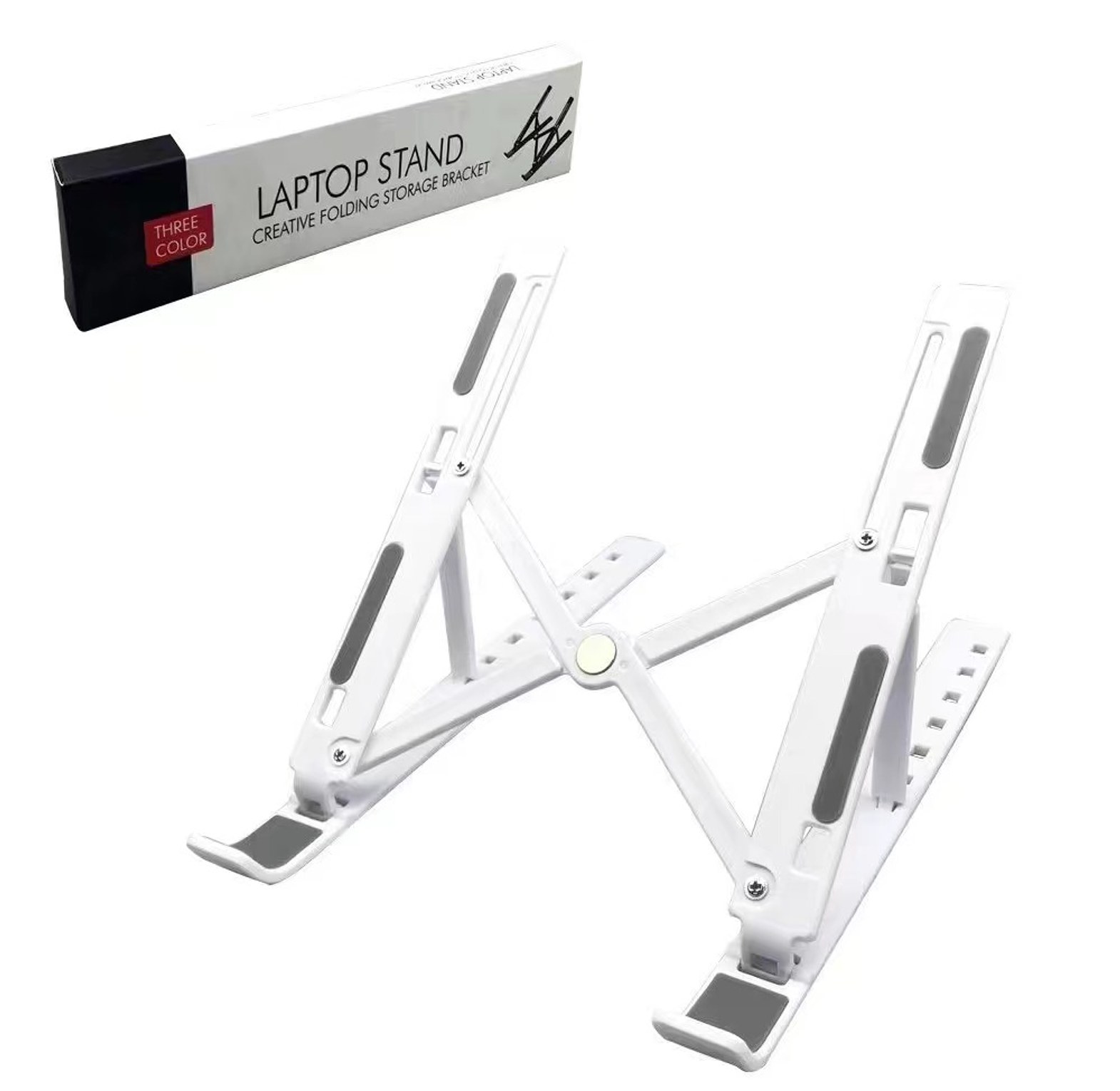 Portable Ergonomic Folding Plastic Laptop Stand - Multi-Angle Adjustable Desktop Holder Non-Slip Cooling Bracket image